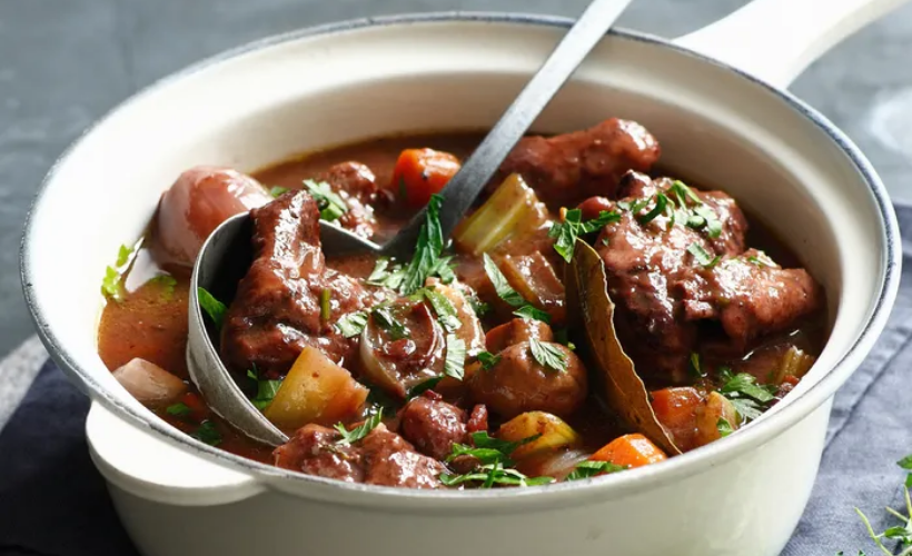 Beef Stew with Bacon, Onion and Sweet Potatoes